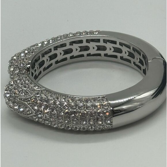 High End Department Store Designer Kissable Hinged Cuff Bracelet with Pave CZ - Picture 13 of 13